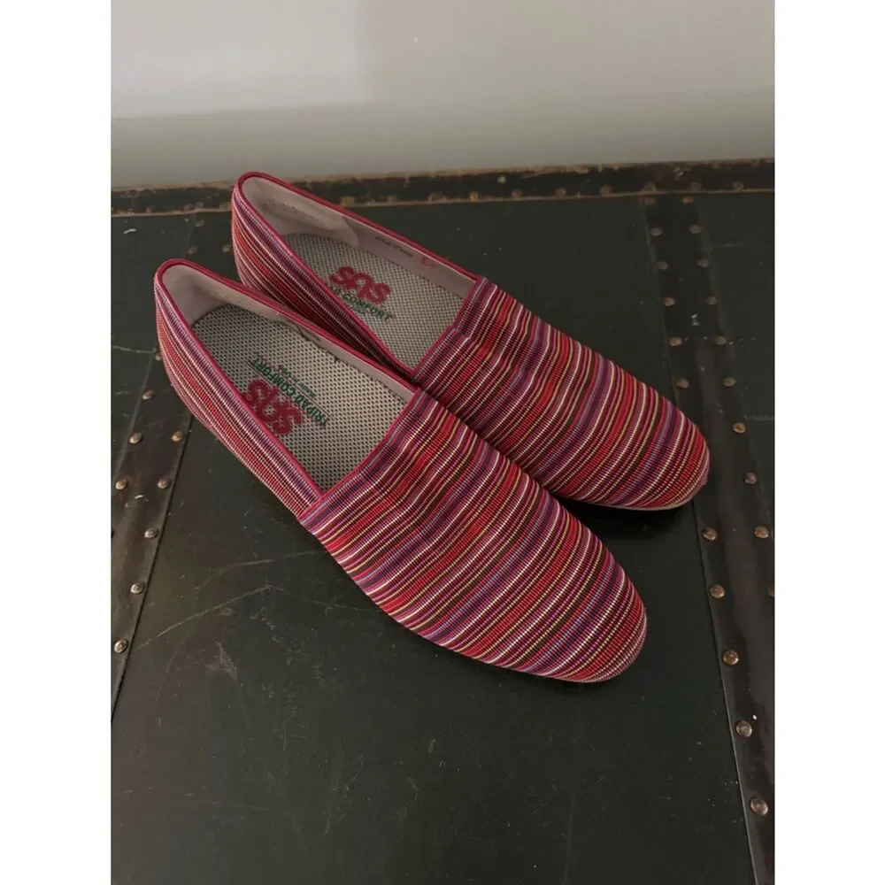 SAS Becky Red Stripe Wedge Jute Wrapped Espadrille 11 made in ITALY
